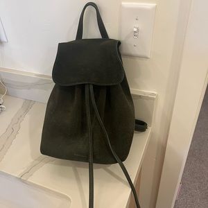 Rare dark green Mansur Gavriel suede mini backpack